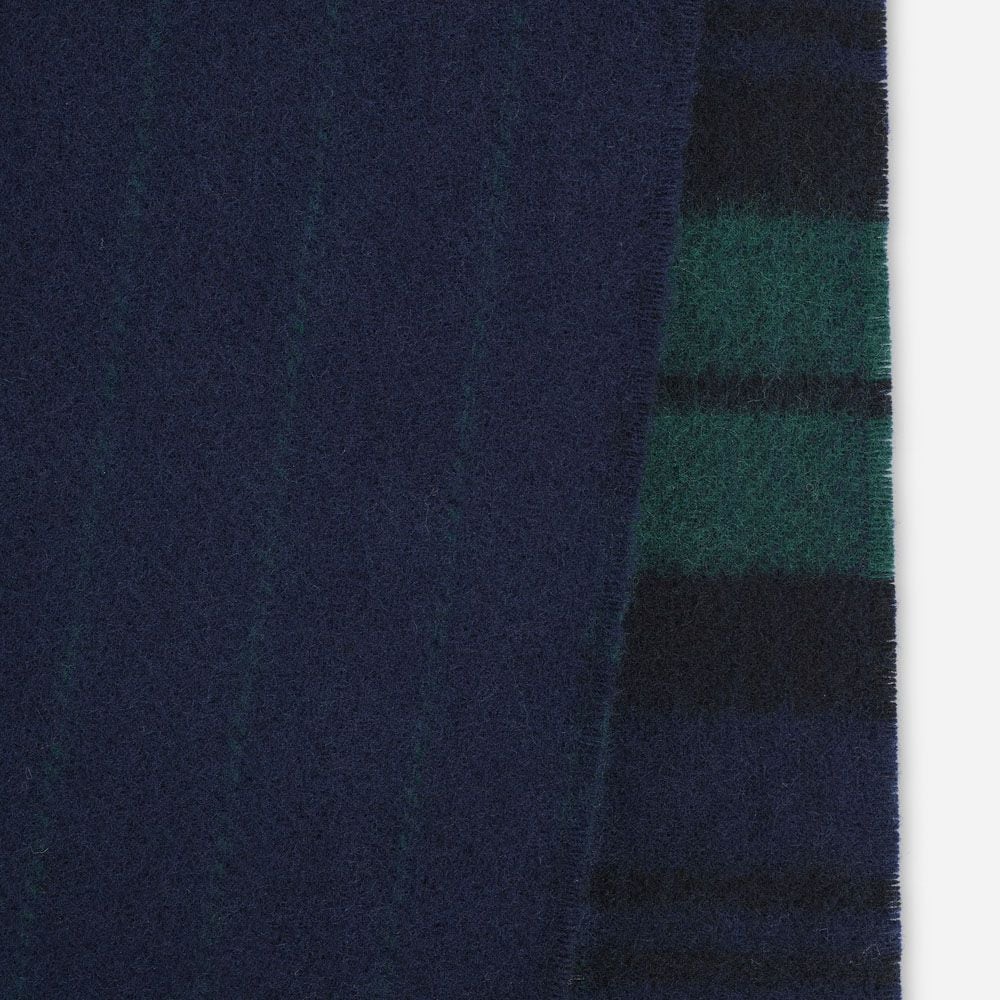 Reversible Classic Check Cashmere Blend Scarf - Blackwatch - Navy