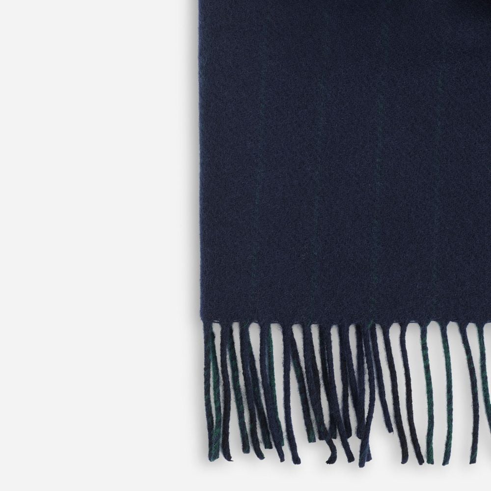Reversible Classic Check Cashmere Blend Scarf - Blackwatch - Navy