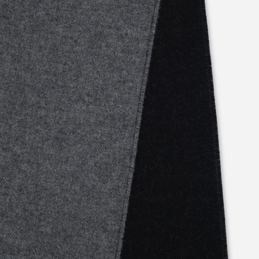 Plain Reversible Cashmere Blend Scarf - Grey-Antracite