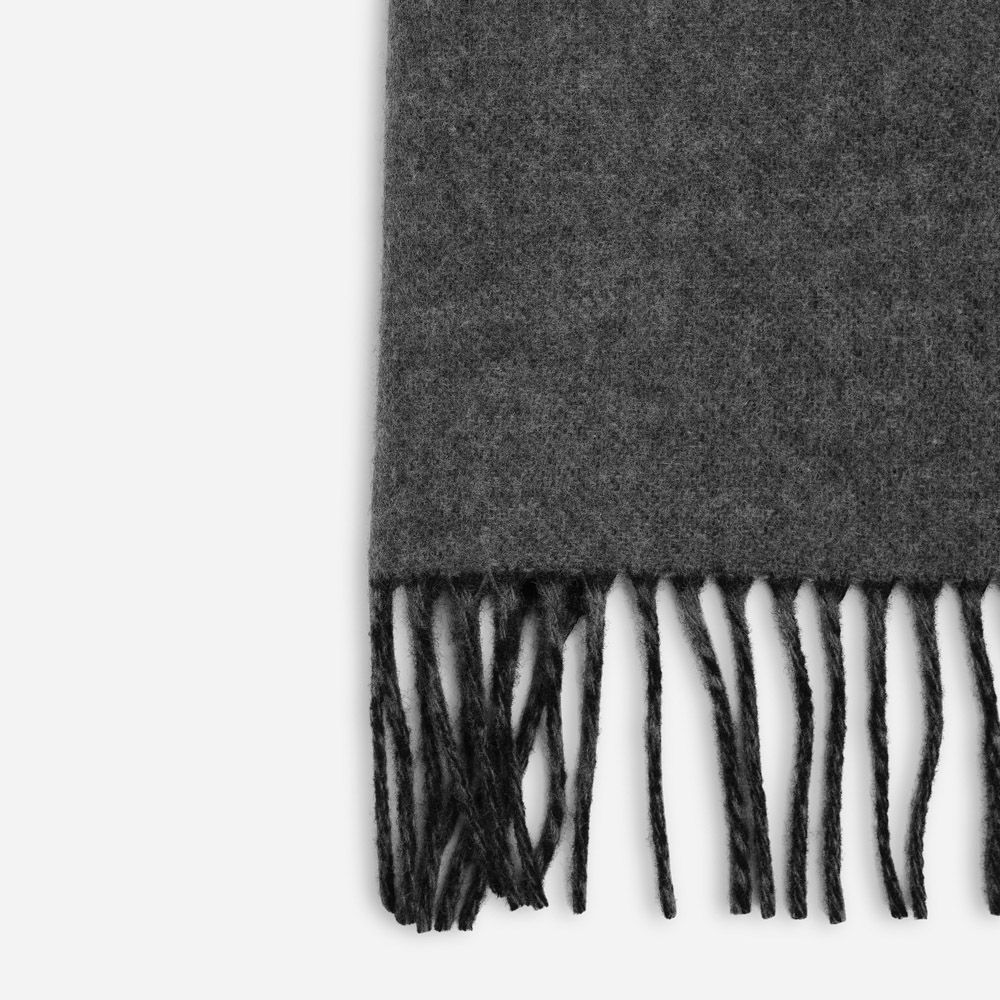 Plain Reversible Cashmere Blend Scarf - Grey-Antracite