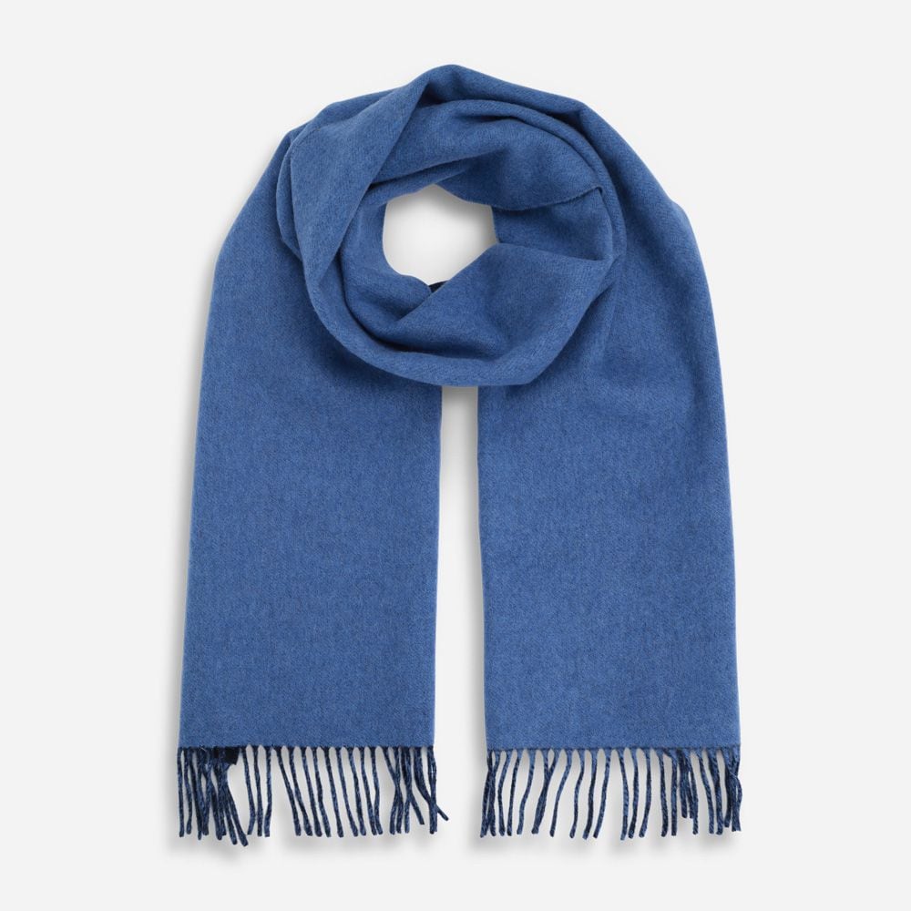 Plain Reversible Cashmere Blend Scarf - Navy-Ligth Blue