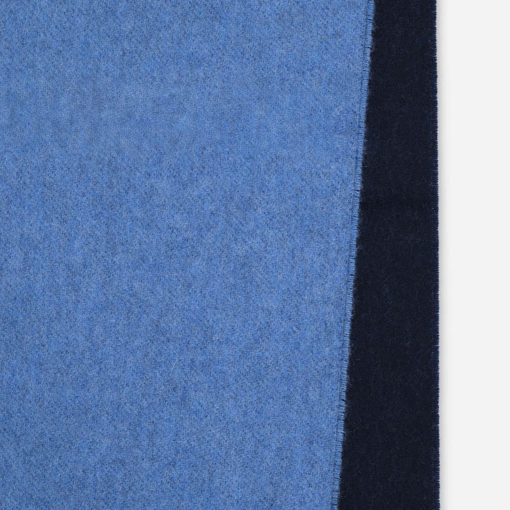 Plain Reversible Cashmere Blend Scarf - Navy-Ligth Blue