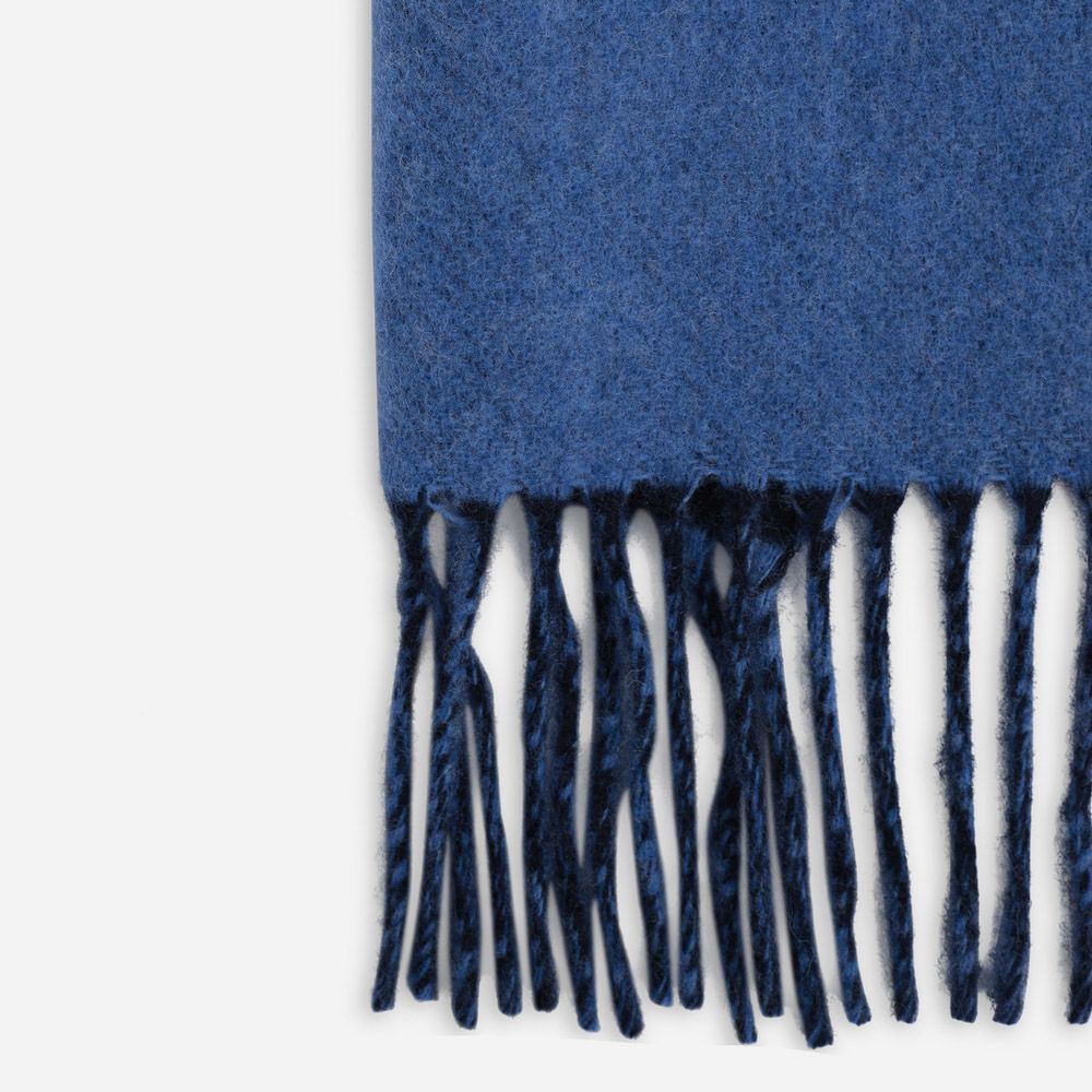 Plain Reversible Cashmere Blend Scarf - Navy-Ligth Blue