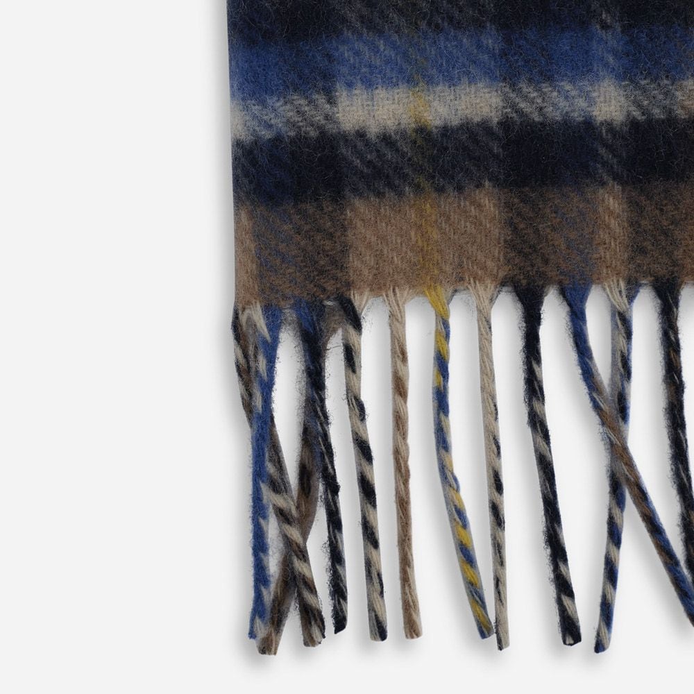 Reversible Classic Check Cashmere Blend Scarf - Beige-Blue Check