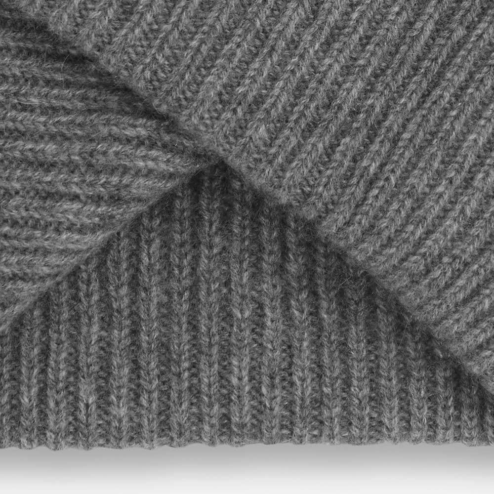Rib Knit Cashmere Beanie Hat - Grey