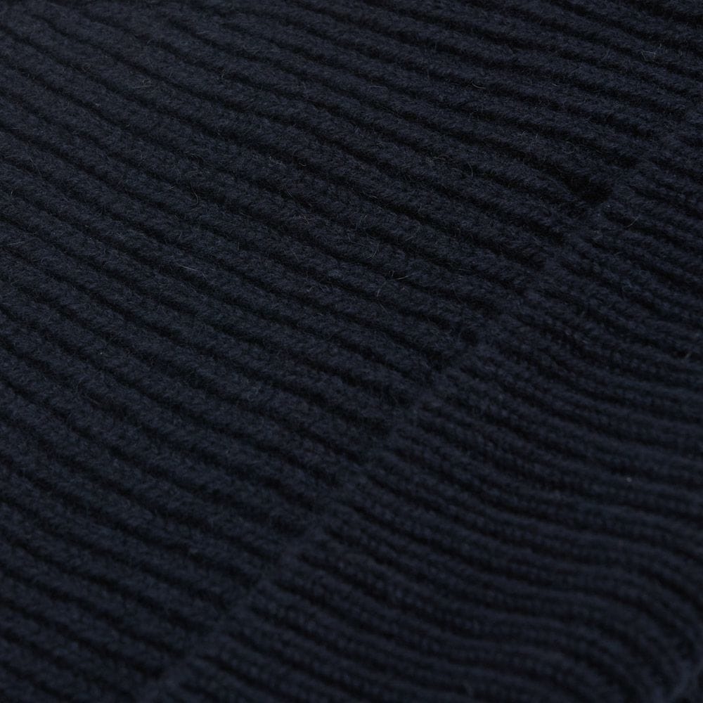 Rib Knit Cashmere Beanie Hat - Navy