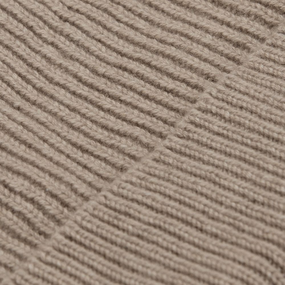 Rib Knit Cashmere Beanie Hat - Oatmeal