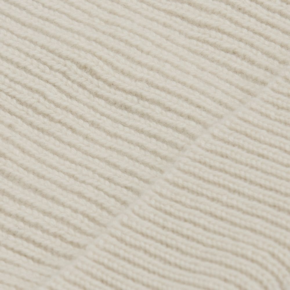 Rib Knit Cashmere Beanie Hat - Undyed White