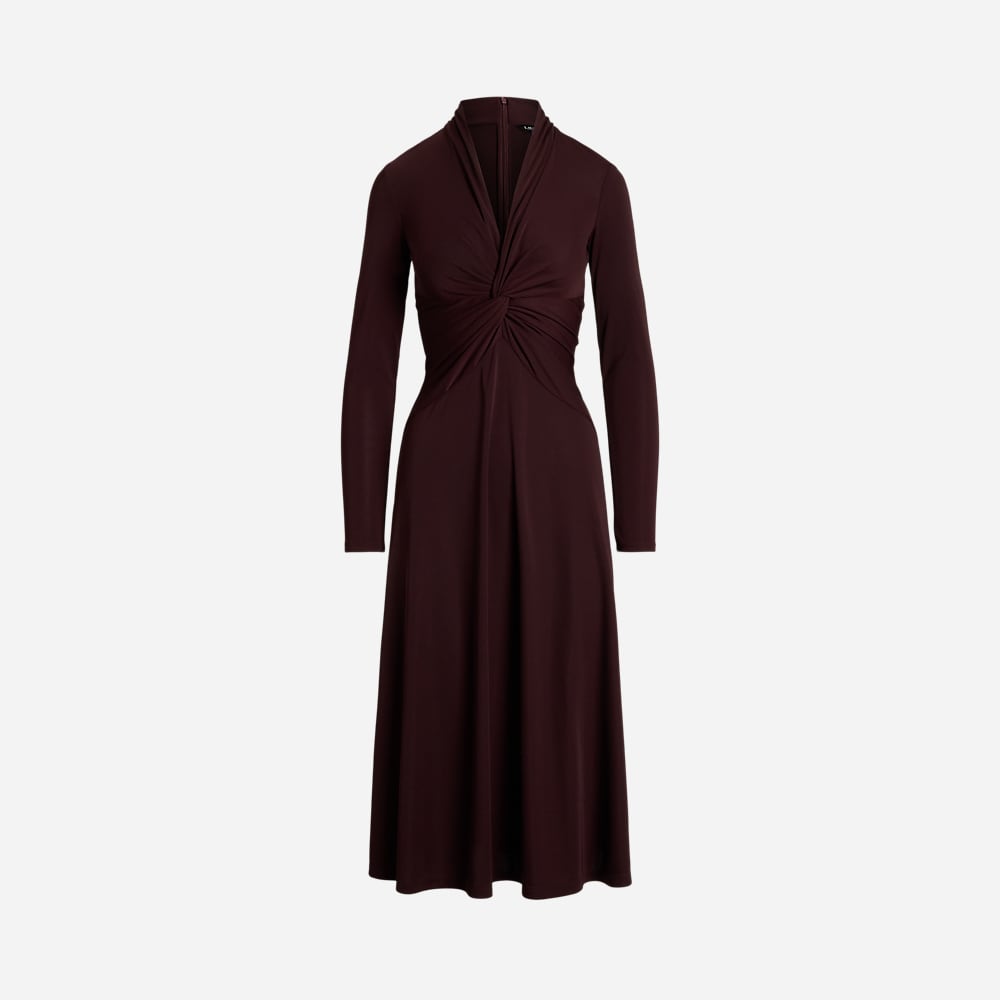 Twist-Front Stretch Jersey Dress - Pinot Noir
