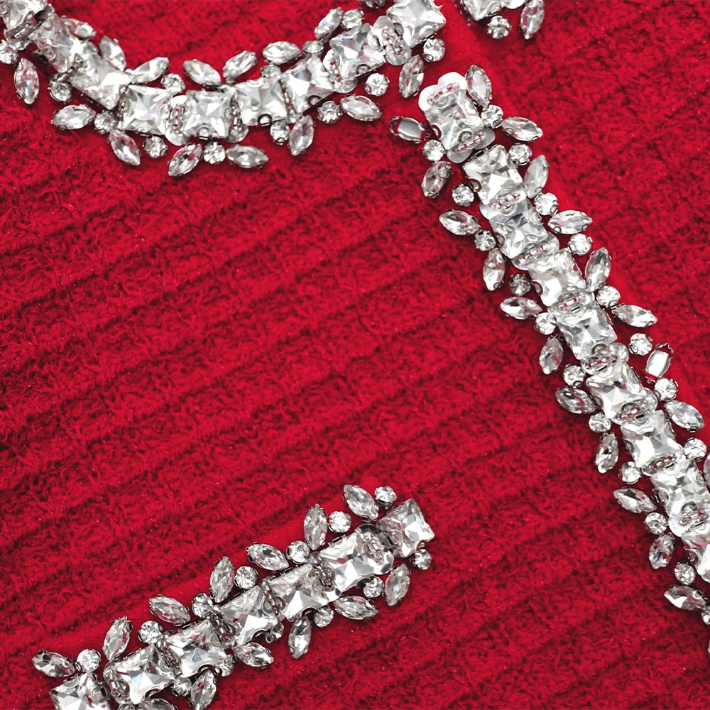 Textured Knit Mini Skirt - Red