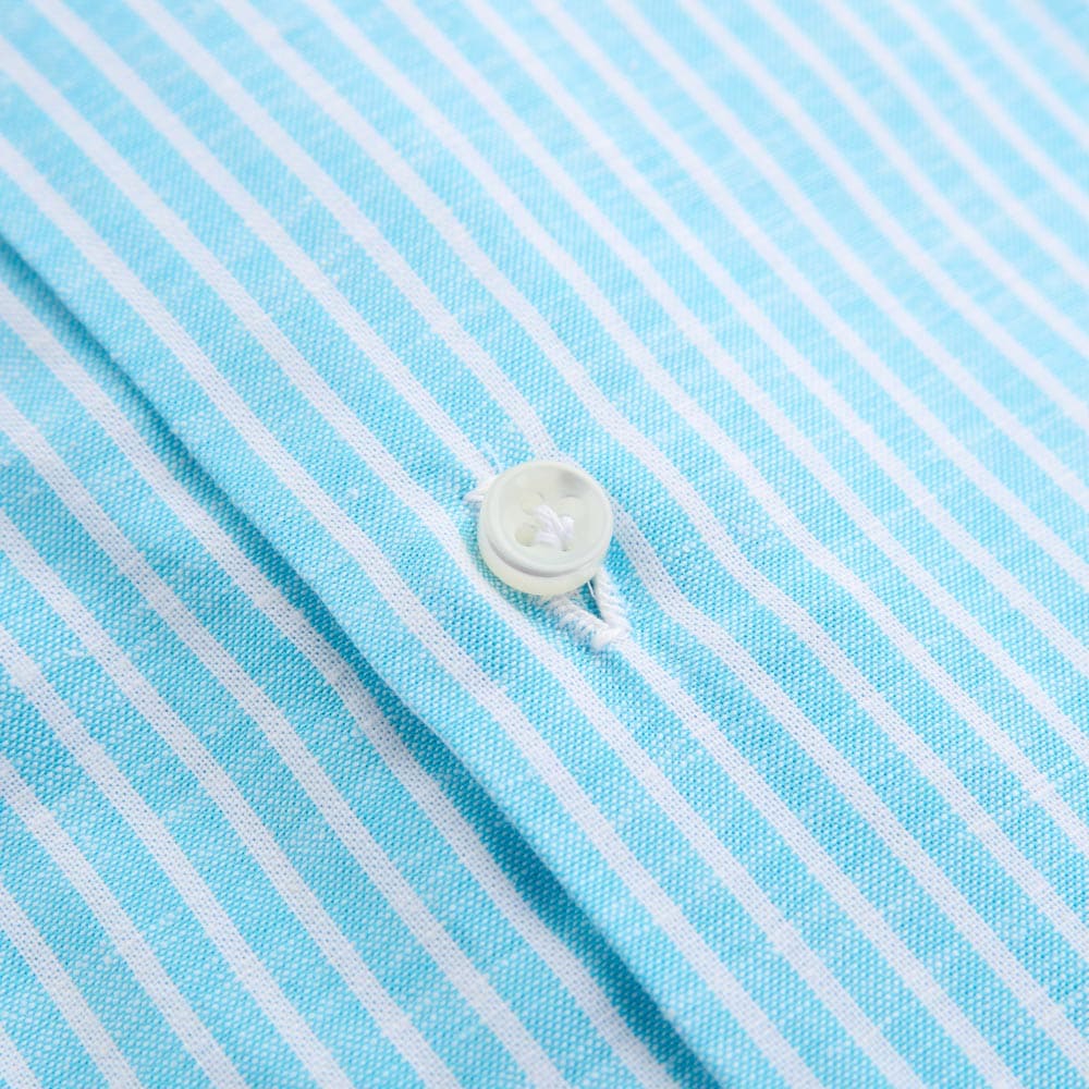 Cotton-Linen Shirt - Aqua Stripes