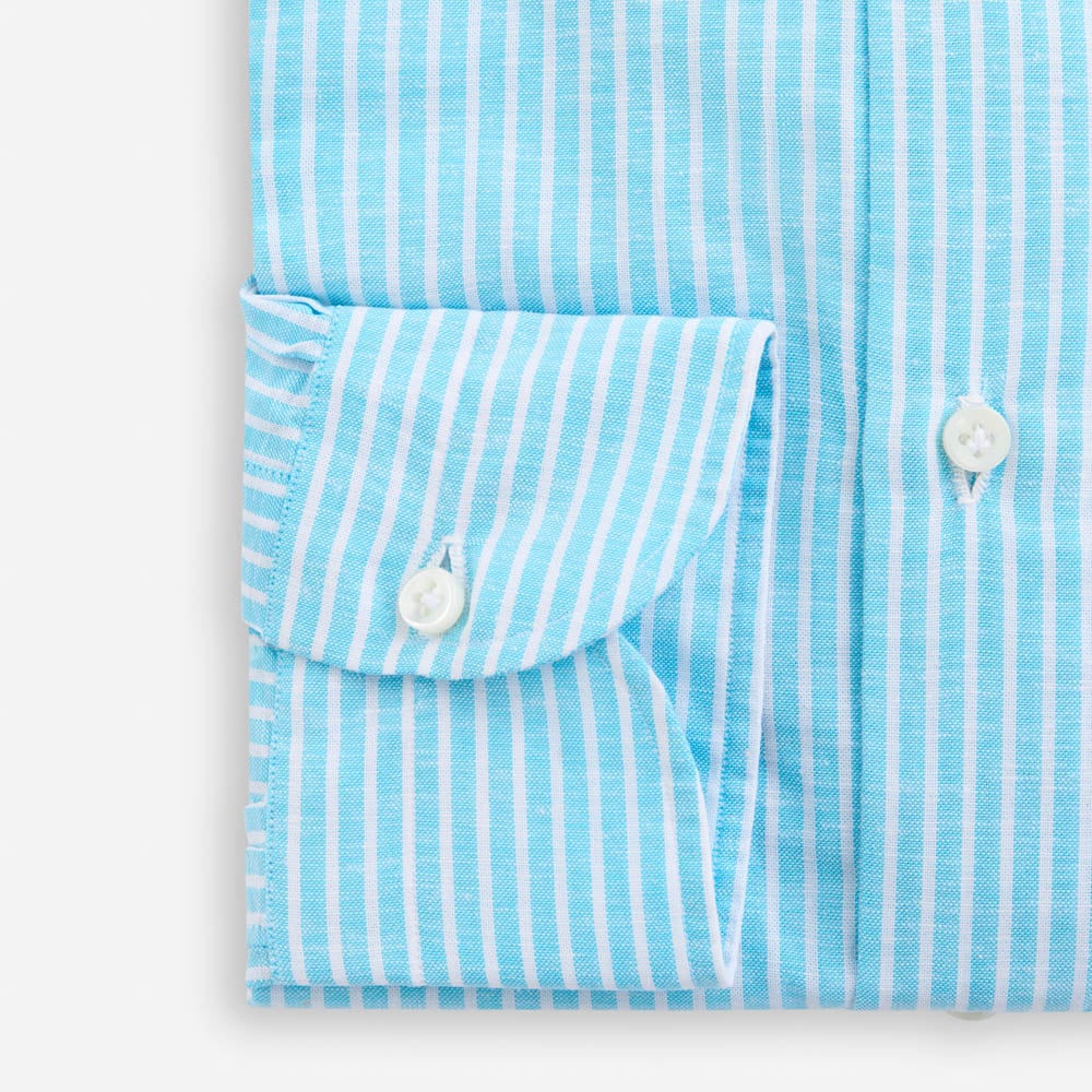 Cotton-Linen Shirt - Aqua Stripes