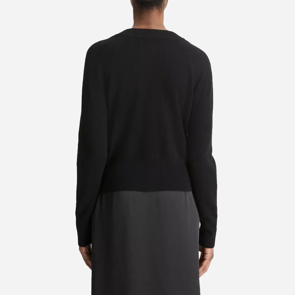 Velvet-Trim Wool-Blend Cardigan - Black