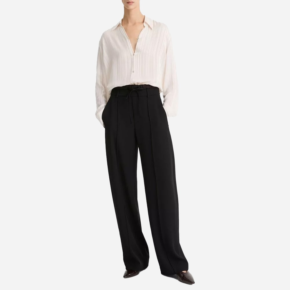 Sheer-Stripe Pintuck Blouse - Cream