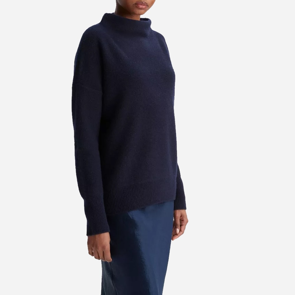 Plush Cashmere Funnel Neck Sweater - Coastal