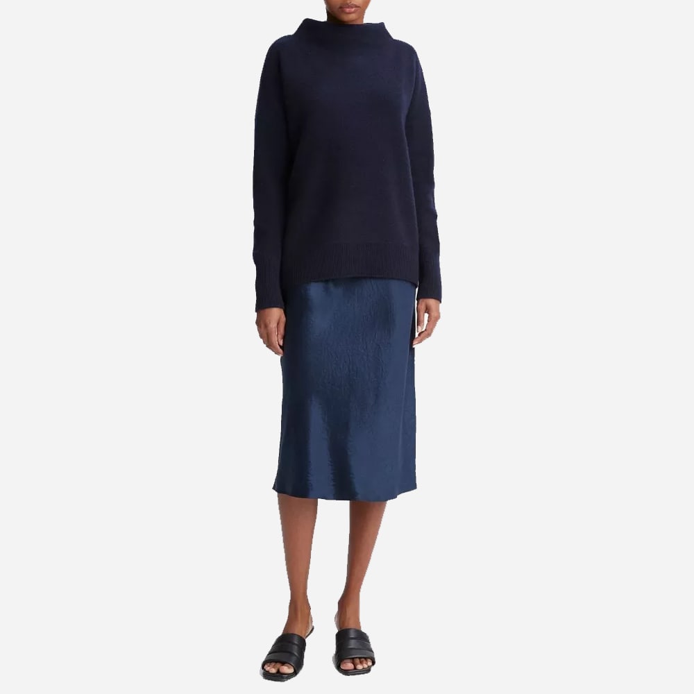 Plush Cashmere Funnel Neck Sweater - Coastal