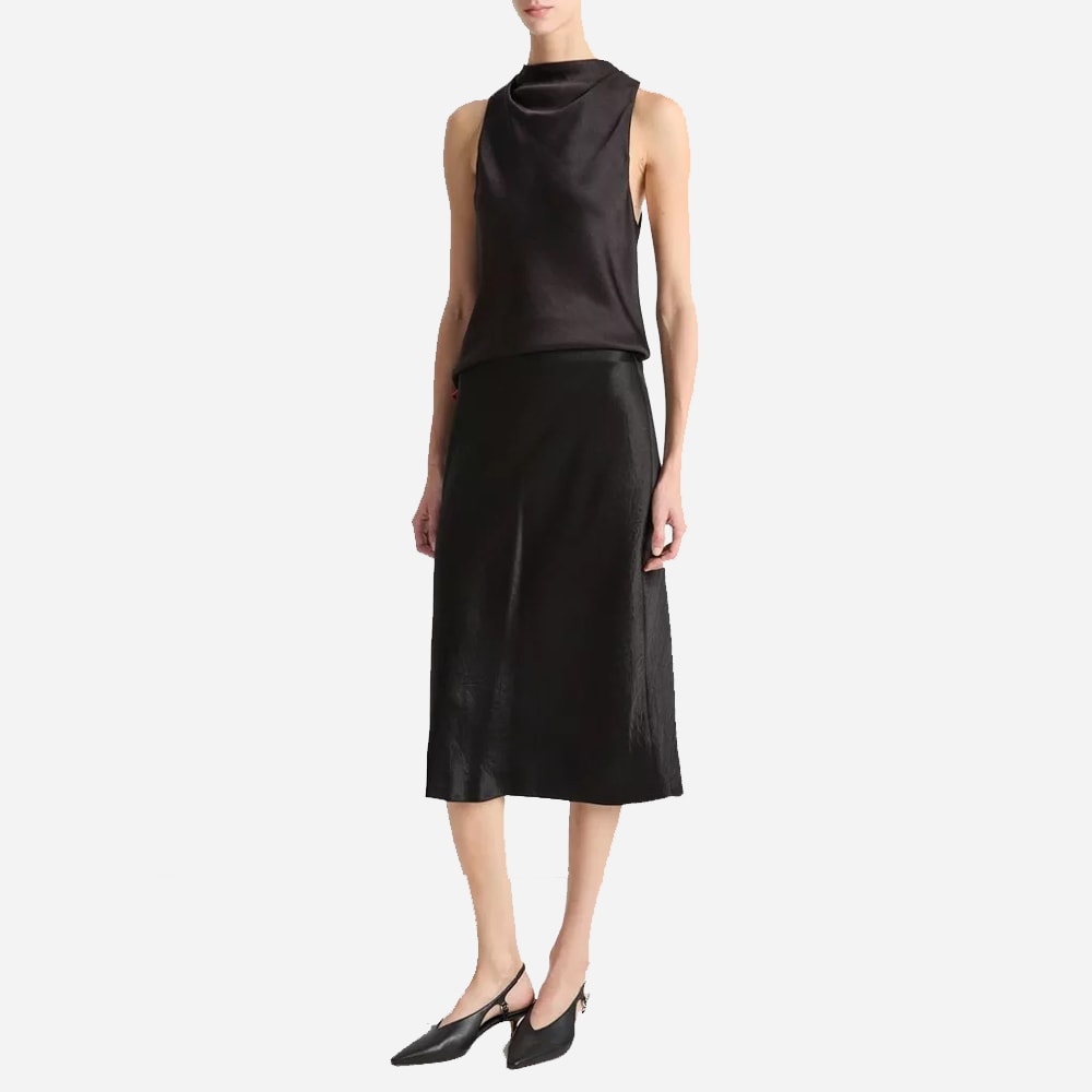 Satin Slip Skirt - Black