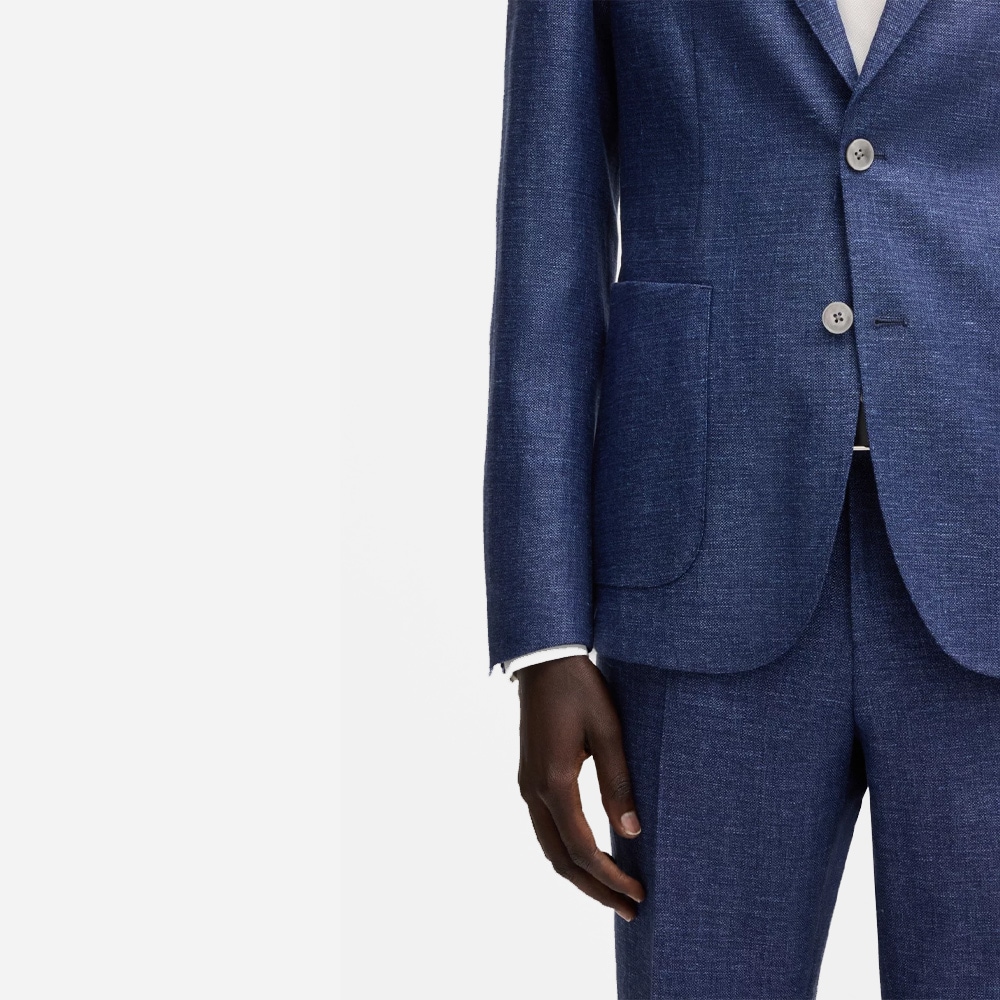 Micro Patterned Blazer - Dark Blue