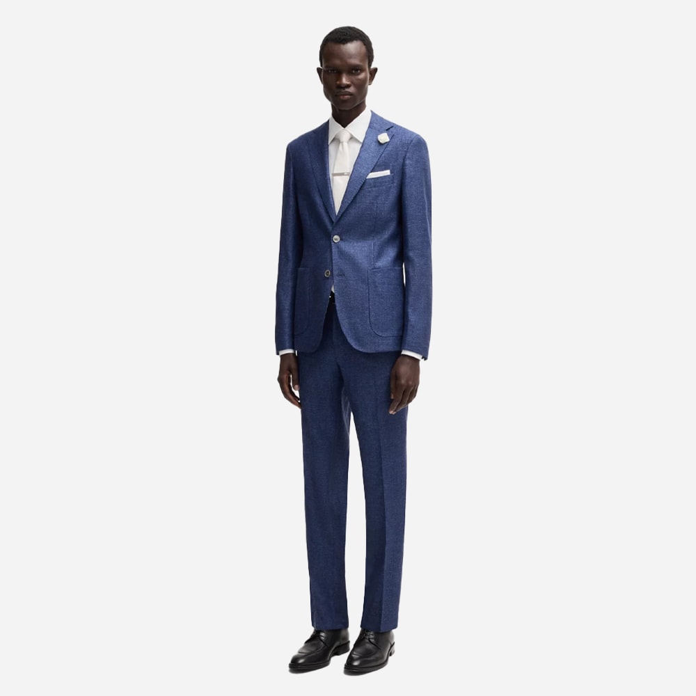 Micro Patterned Blazer - Dark Blue