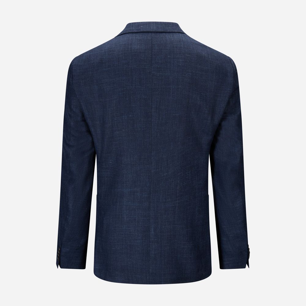 Wool-Silk-Linen Blazer - Dark Blue