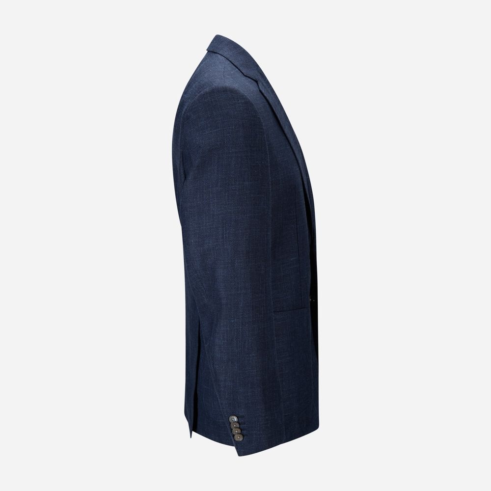 Wool-Silk-Linen Blazer - Dark Blue