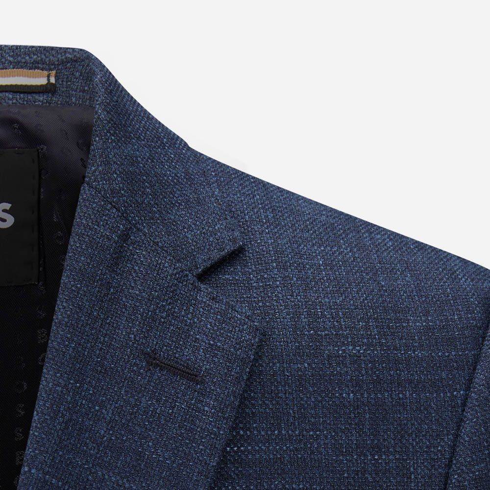 Wool-Silk-Linen Blazer - Dark Blue