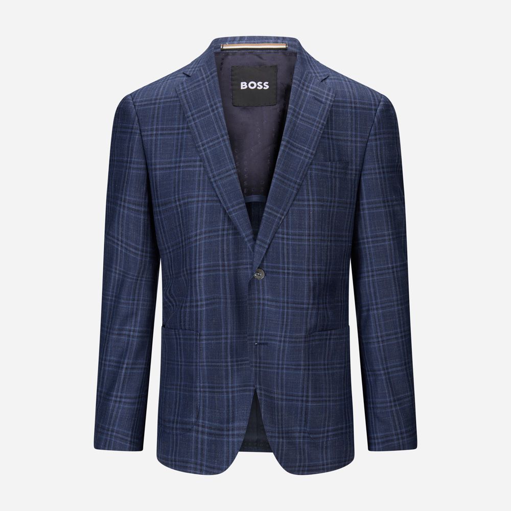 Wool-Silk-Linen Blazer - Medium Blue