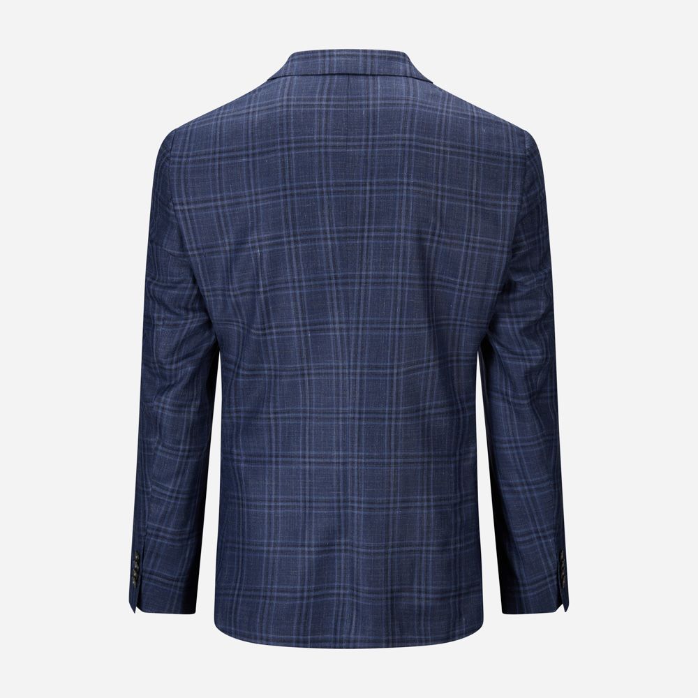 Wool-Silk-Linen Blazer - Medium Blue
