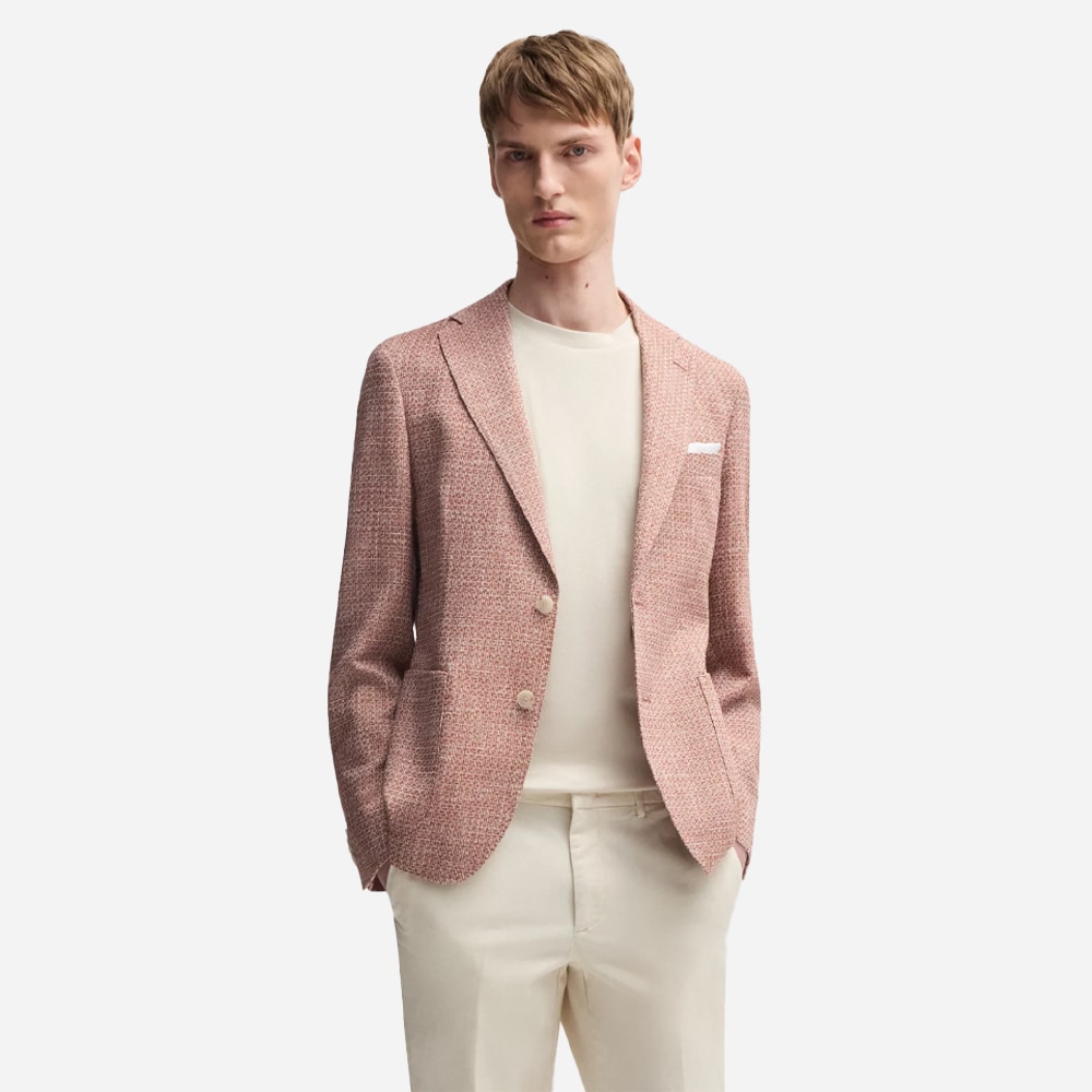 Micro-Patterned Stretch Blazer - Dark Orange