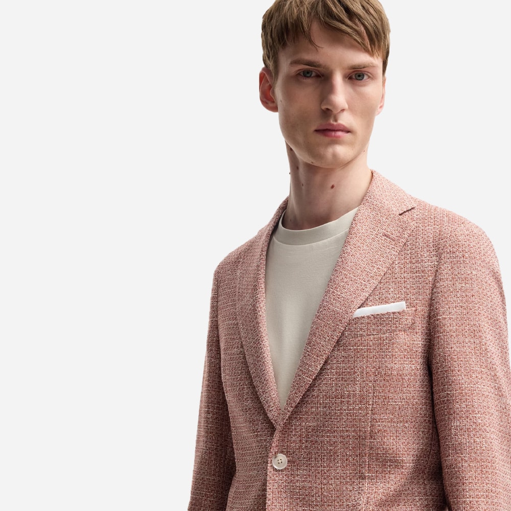 Micro-Patterned Stretch Blazer - Dark Orange