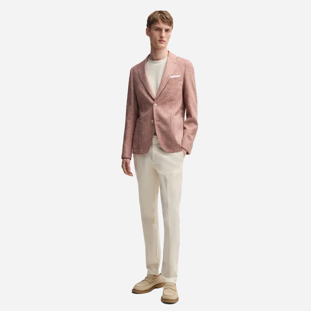 Micro-Patterned Stretch Blazer - Dark Orange