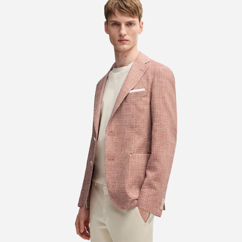Micro-Patterned Stretch Blazer - Dark Orange