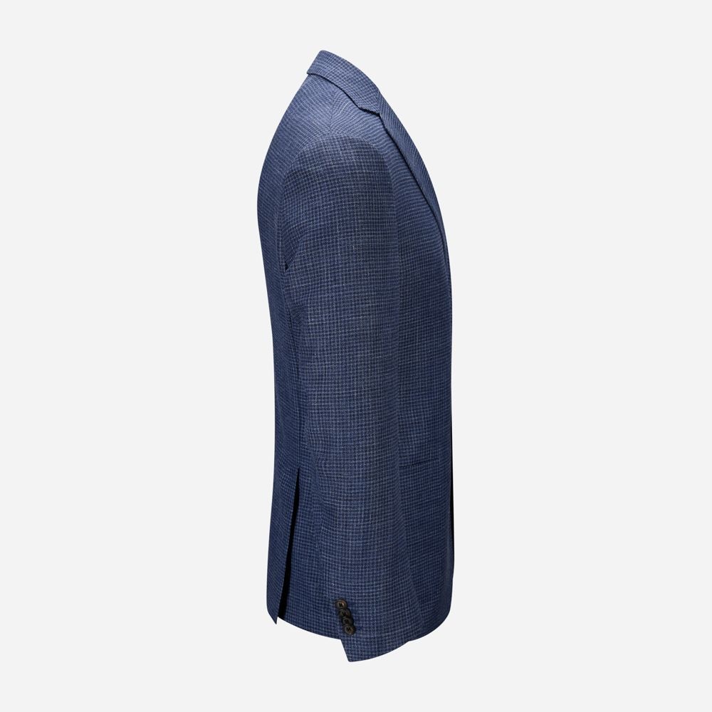 Wool-Silk-Linen Blazer - Blue-White Melange