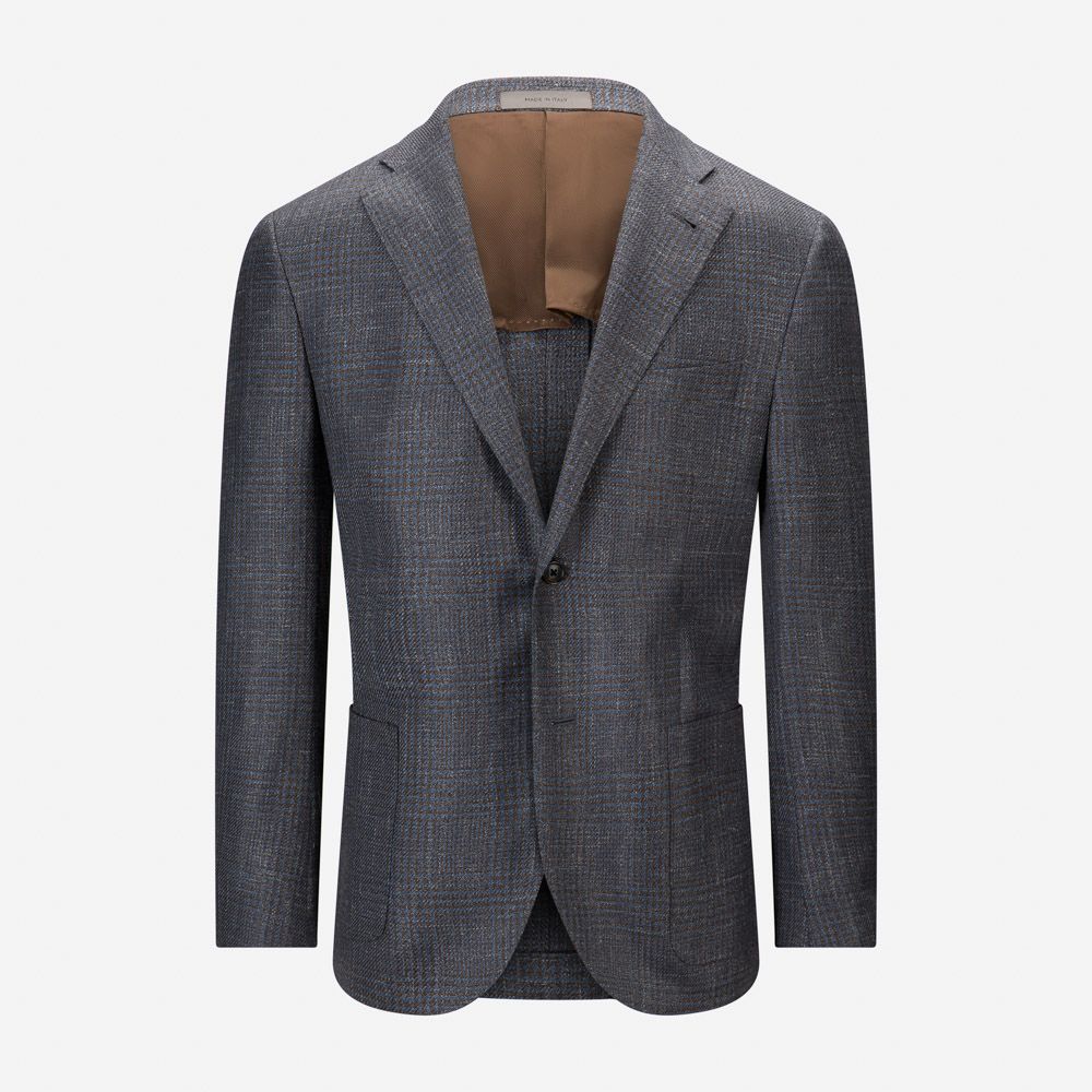 Jacket Wool Blend Check - Brown-Blue Melange