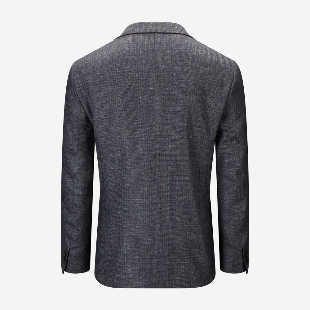 Jacket Wool Blend Check - Brown-Blue Melange