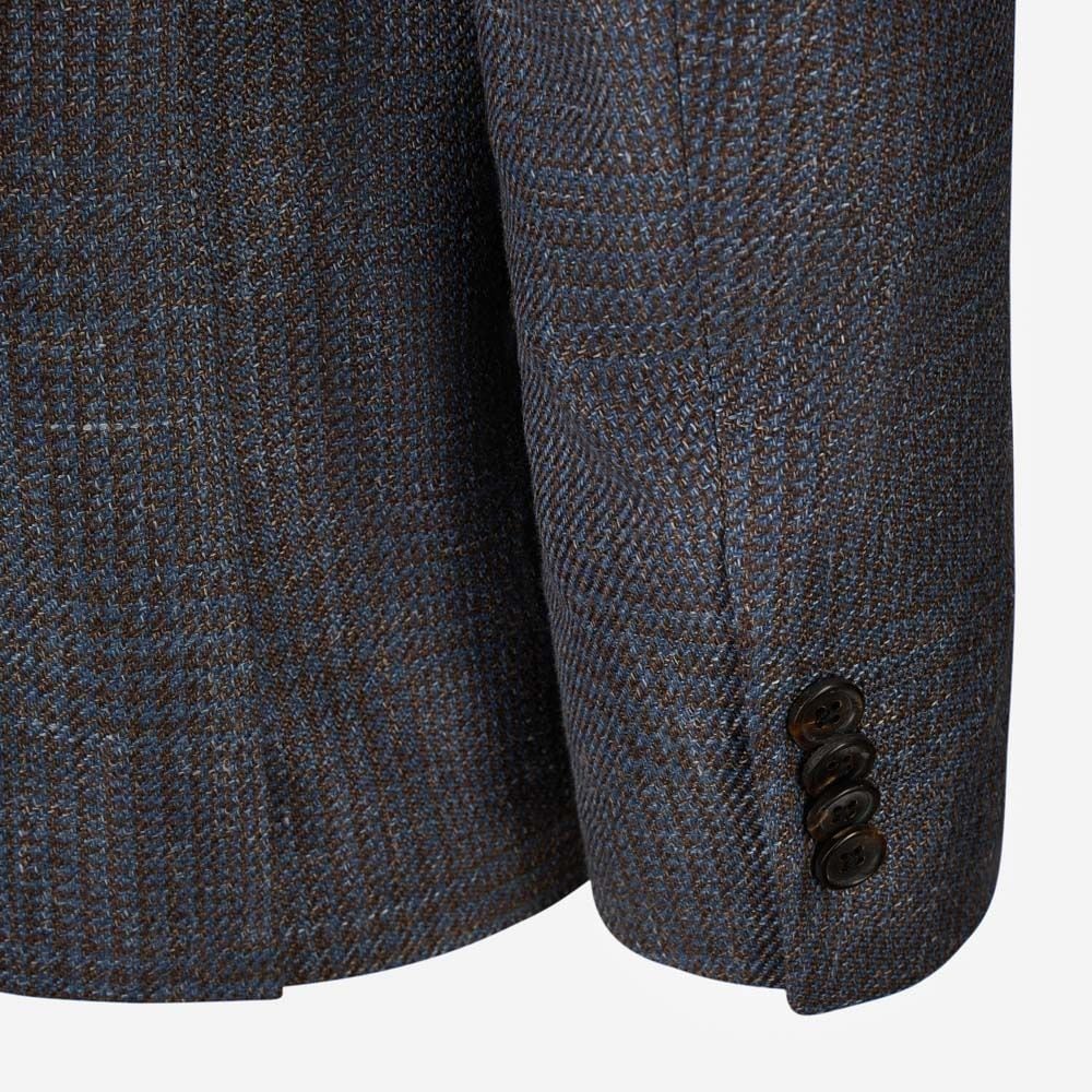 Jacket Wool Blend Check - Brown-Blue Melange