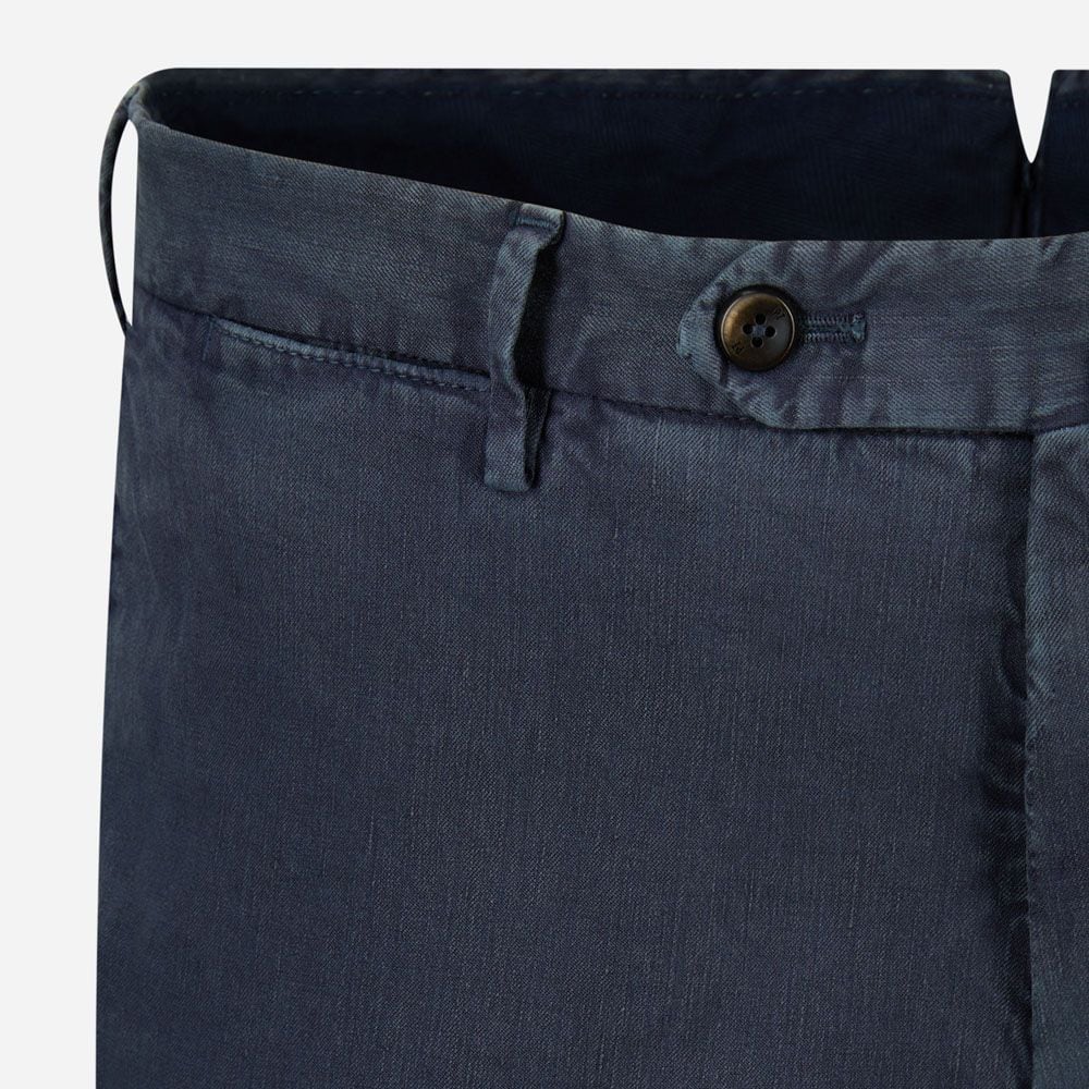 Cotton-Linen Chinos - Blu Royal