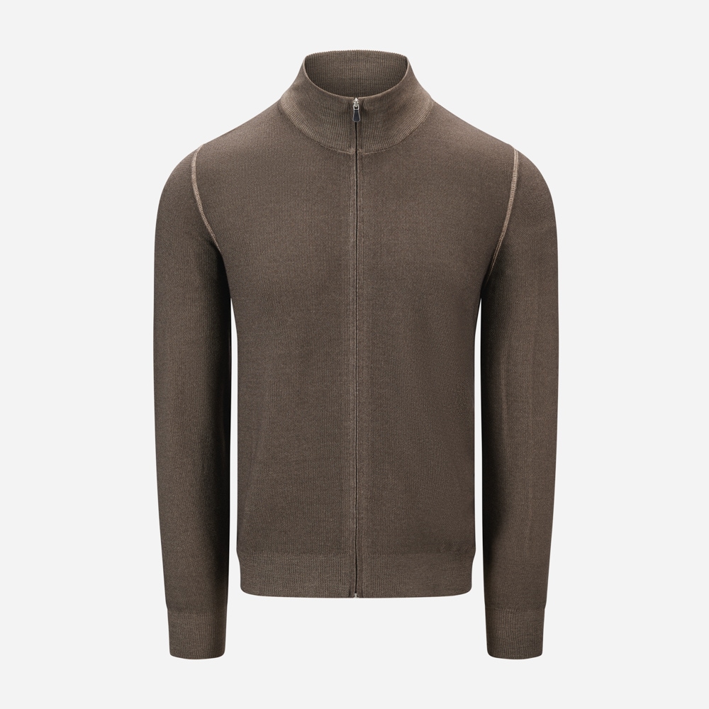 Full Zip Merino Jacket - Taupe