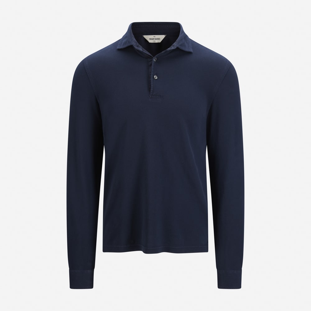 Pique Cotton Longsleeve - Navy
