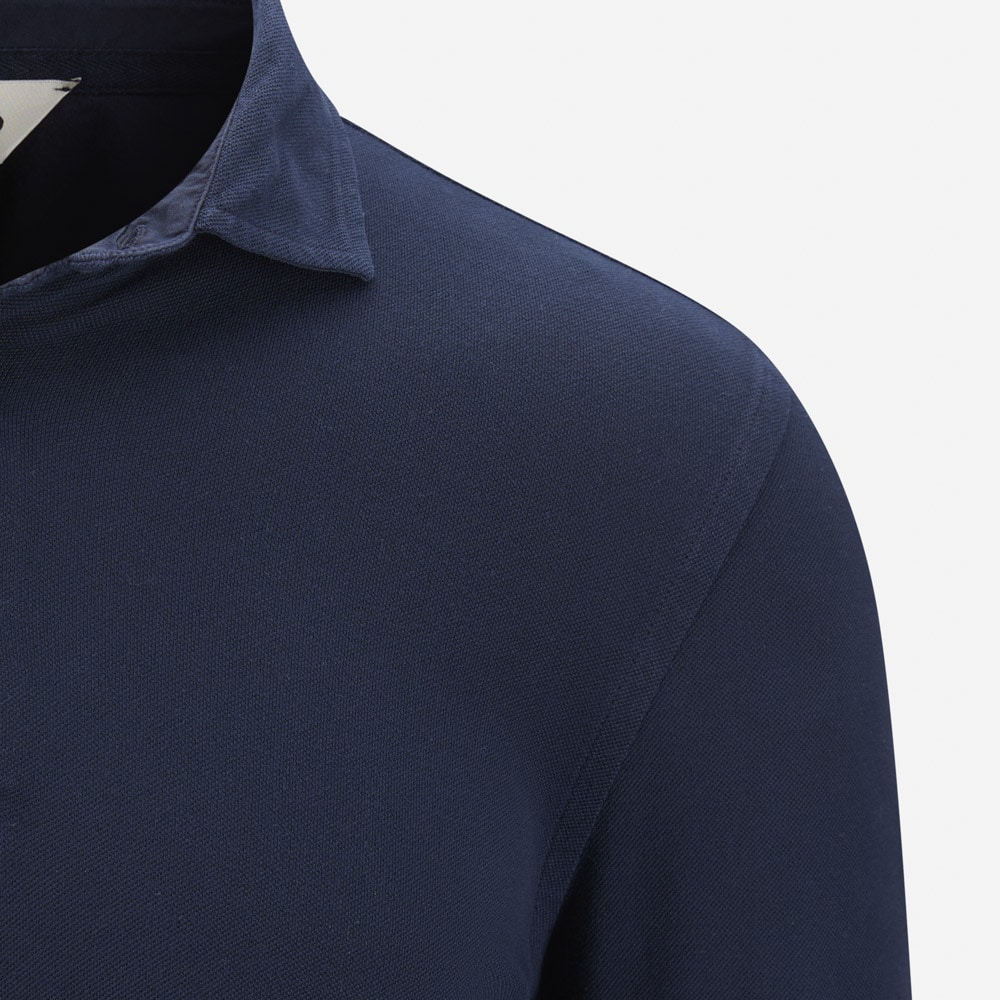 Pique Cotton Longsleeve - Navy