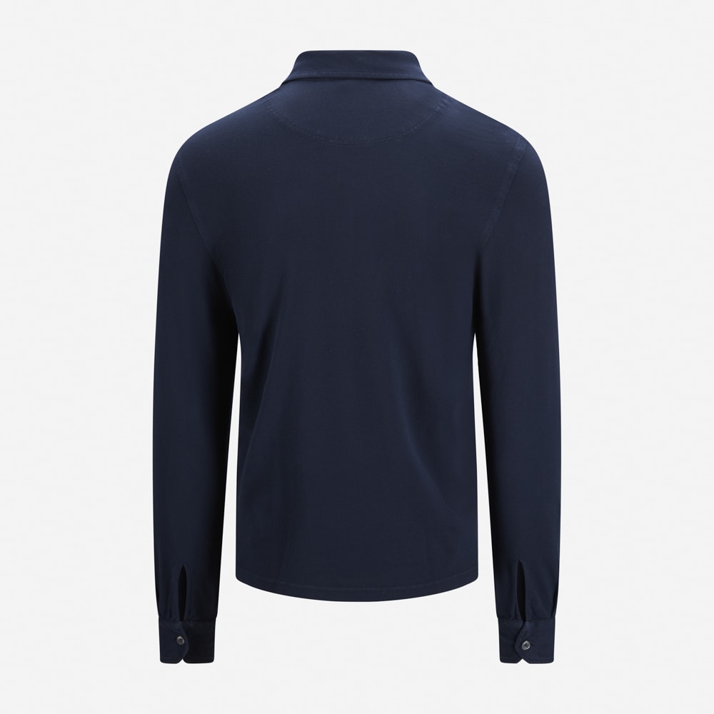 Pique Cotton Longsleeve - Navy