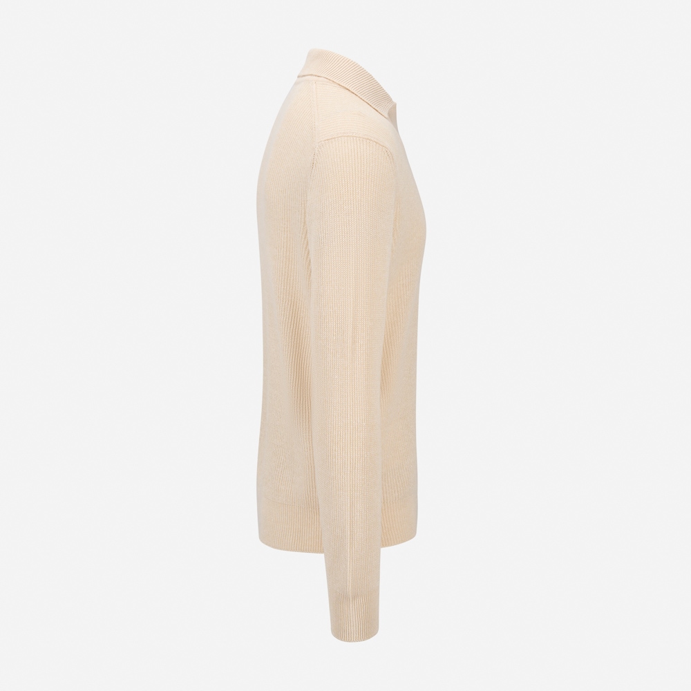Skipper Collar Sweater Cotton-Linen - Panna