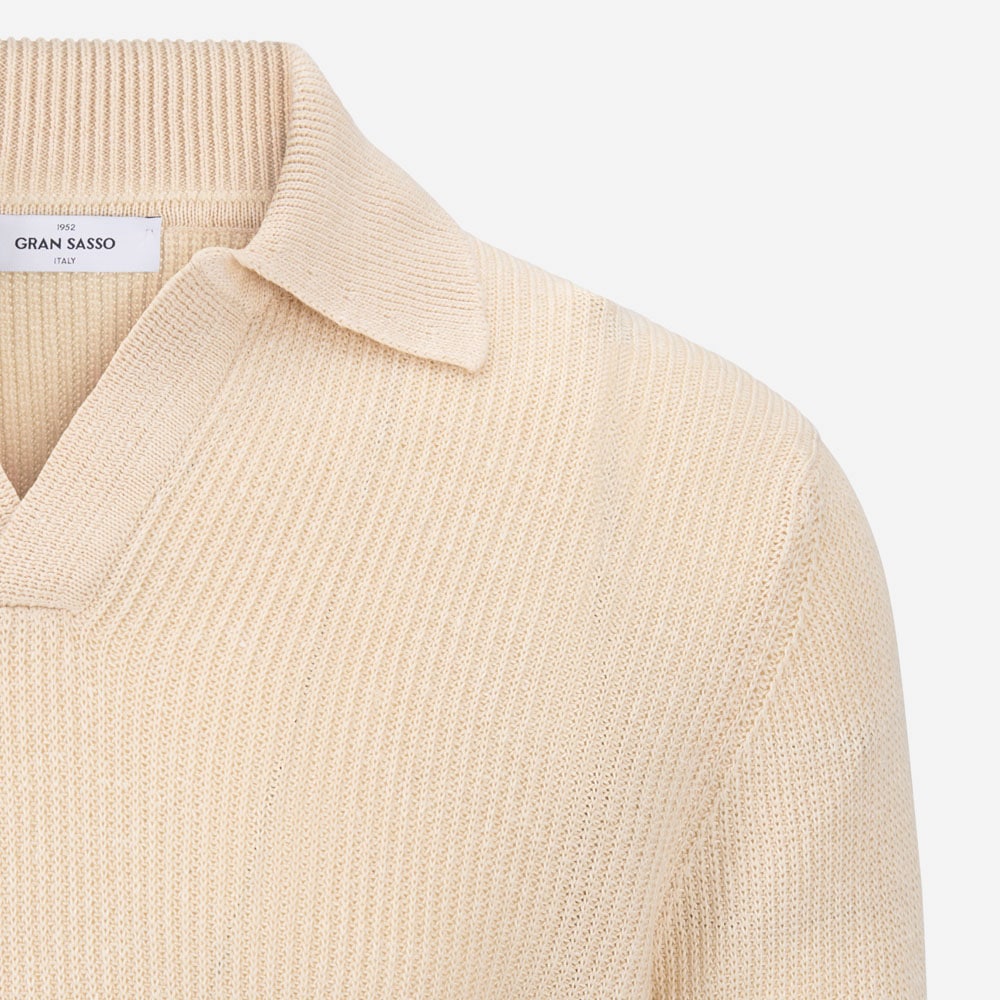 Skipper Collar Sweater Cotton-Linen - Panna