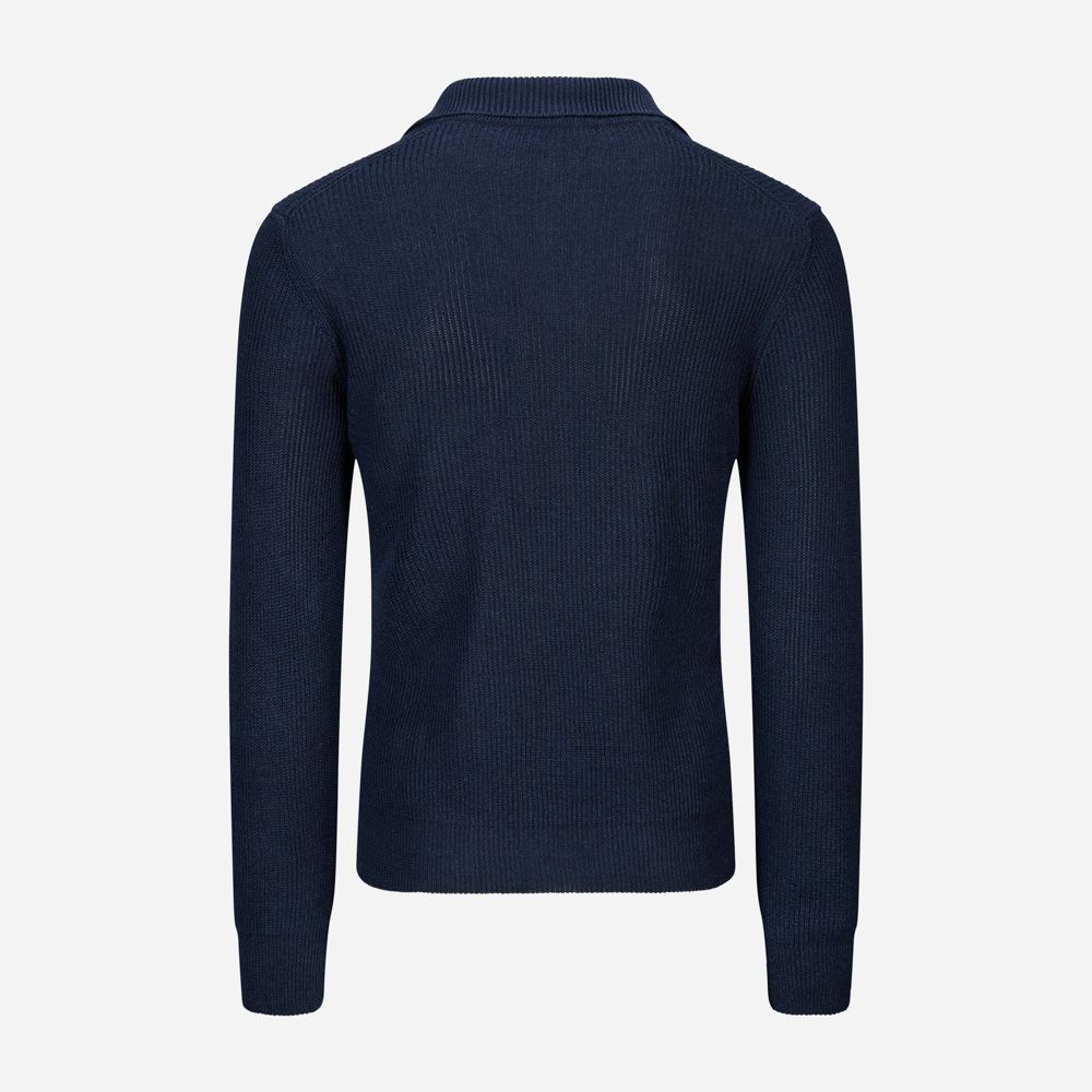 Skipper Collar Sweater Cotton-Linen - Navy