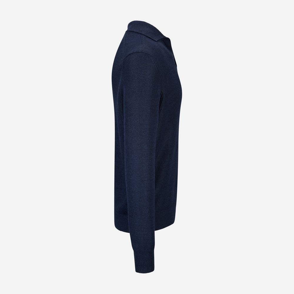 Skipper Collar Sweater Cotton-Linen - Navy