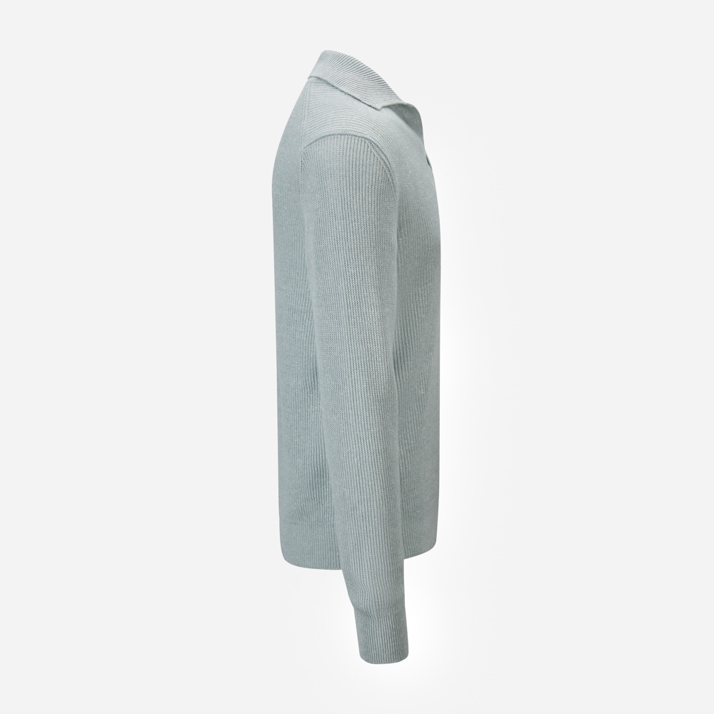 Skipper Collar Sweater Cotton-Linen - Aqua