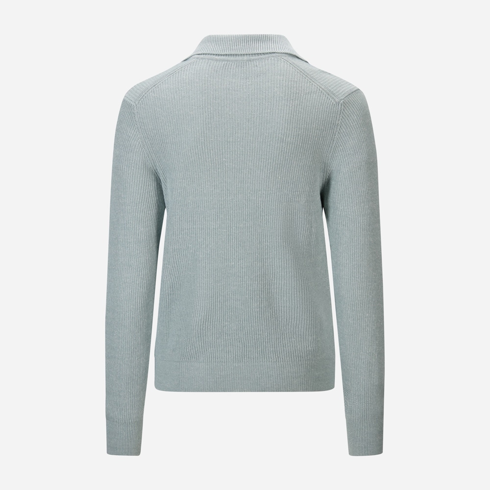 Skipper Collar Sweater Cotton-Linen - Aqua