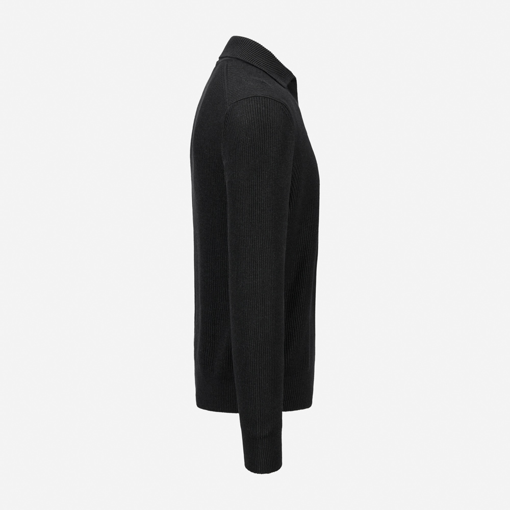 Skipper Collar Sweater Cotton-Linen - Black