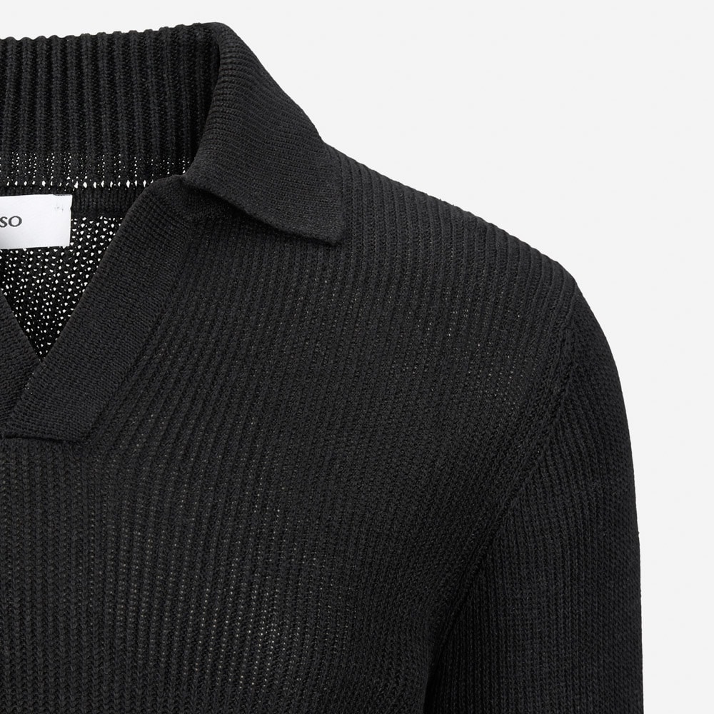 Skipper Collar Sweater Cotton-Linen - Black