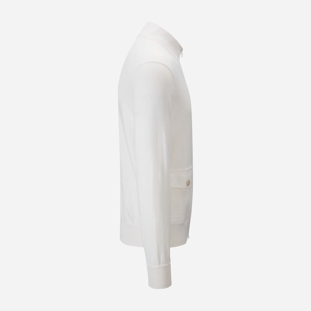 Bomber Jacket Zip Cotton-Cashmere - White